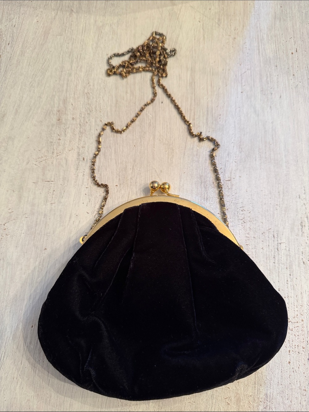 Claire's Black Velvet Clutch with Gold Chain
